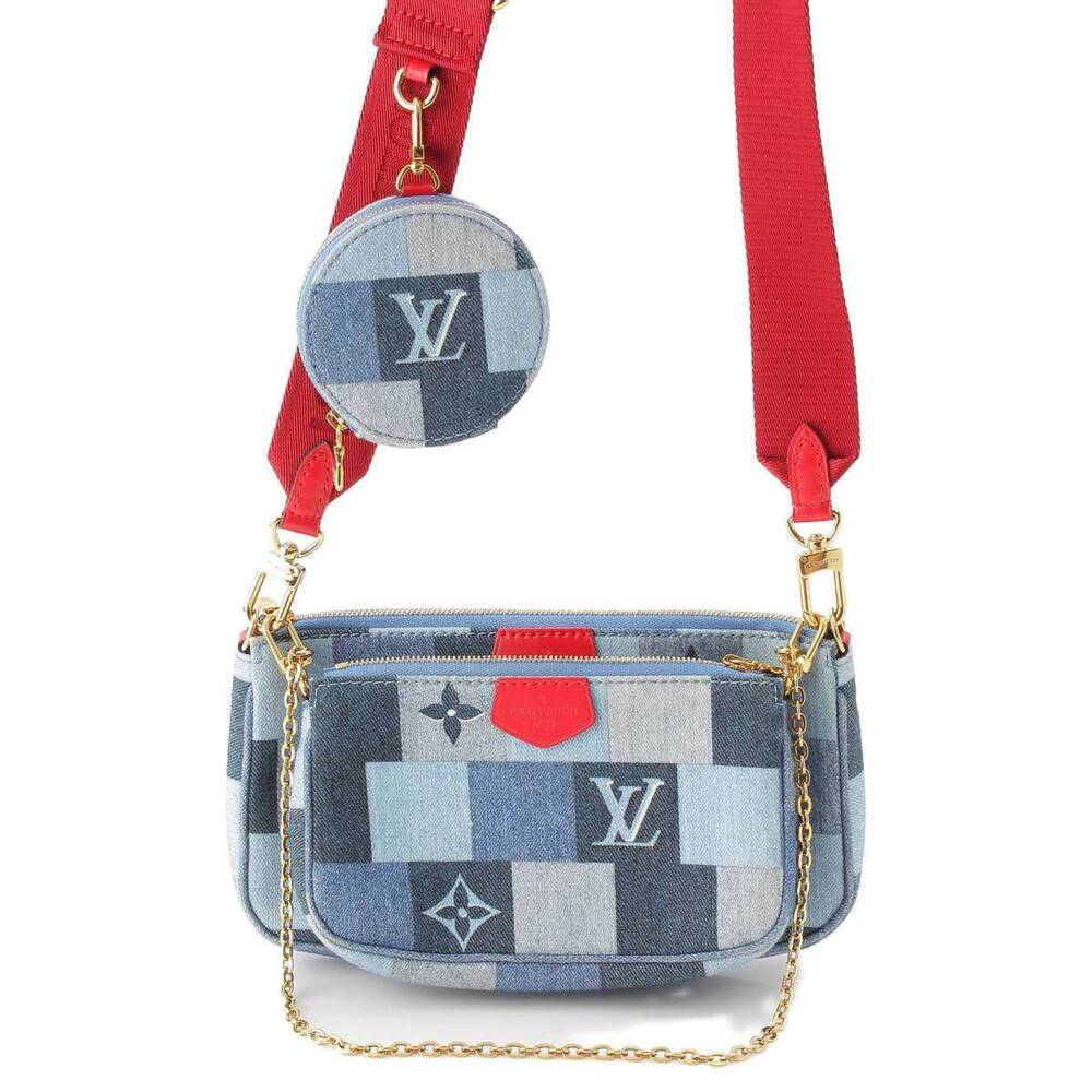 Louis Vuitton Monogram Denim Multipochette Accessoires Shoulder Bag Blue